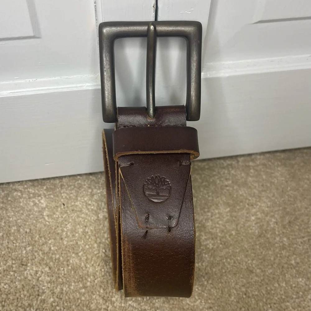 Timberland Dark Brown Leather Belt - Picture 1 of 7